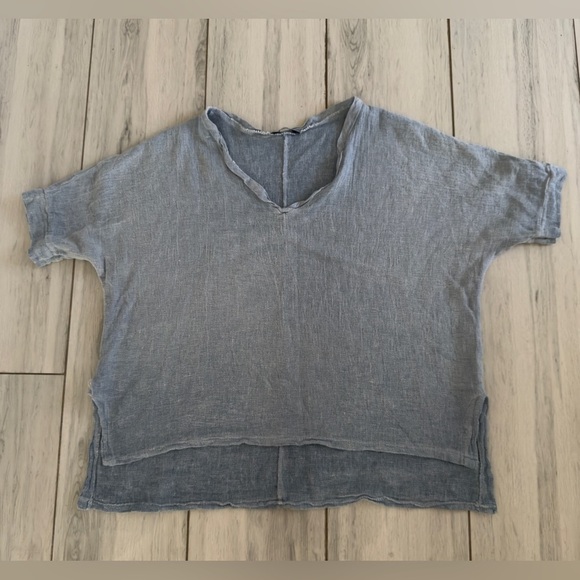Meo Meli Italy Women’s Top Blouse  Blue  Linen Relaxed Medium - Picture 1 of 10
